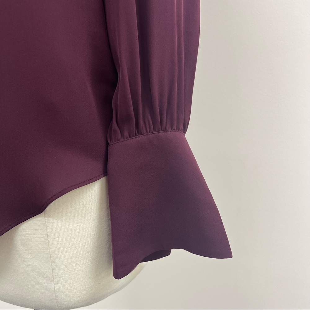 Joie Silk Tariana Button Down Blouse in Burgundy - Picture 6 of 8